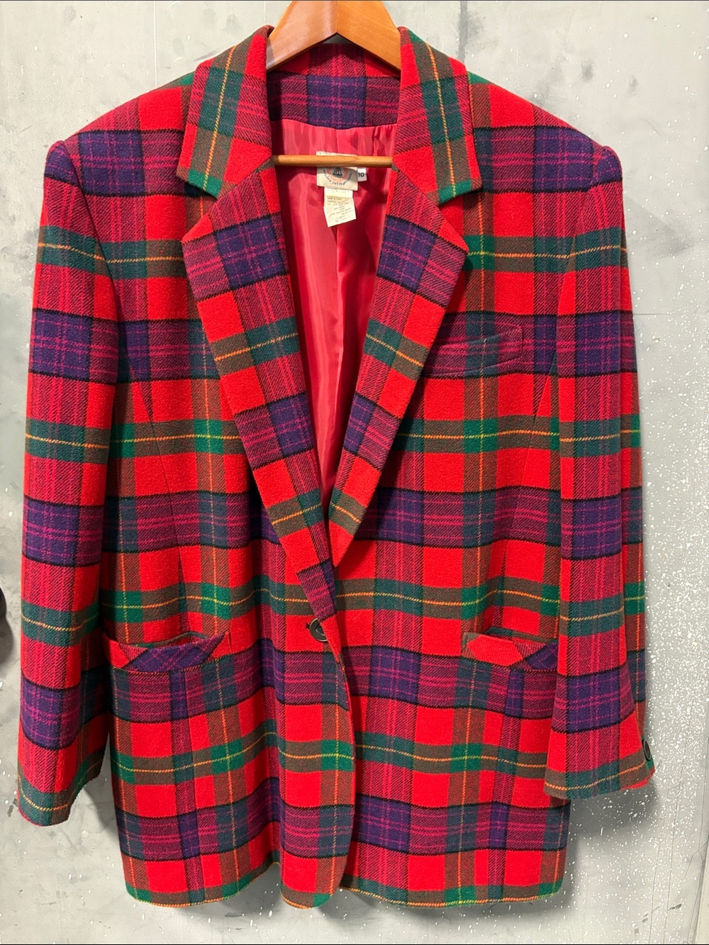 Vintage Deck-Mates Nygard 80’s Plaid Single-Button Women's Blazer Jacket in Red